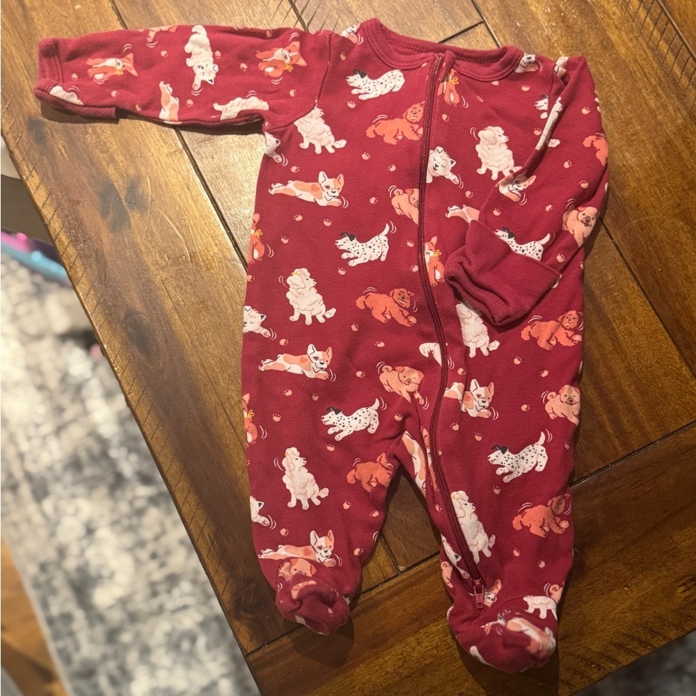 Wonder Nation Red and White Dog Footies